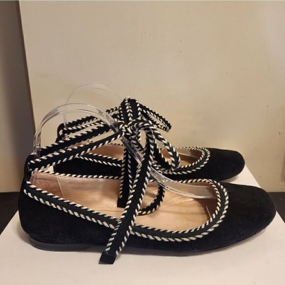 Furla "Bouganville" Blak Suede Laceup Ballet Flats Sz.7.5/38.5 Ret$295 w/Dustbag - Picture 16 of 16